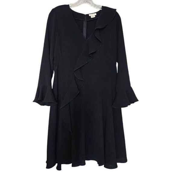 Shoshanna Windham Asymmetric Ruffle Black Shift Dress Size 4 - Picture 3 of 12